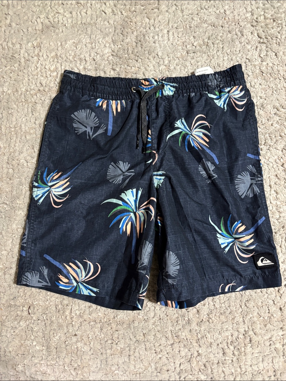 Quiksilver BoysNavy Palm-Print Swim Shorts